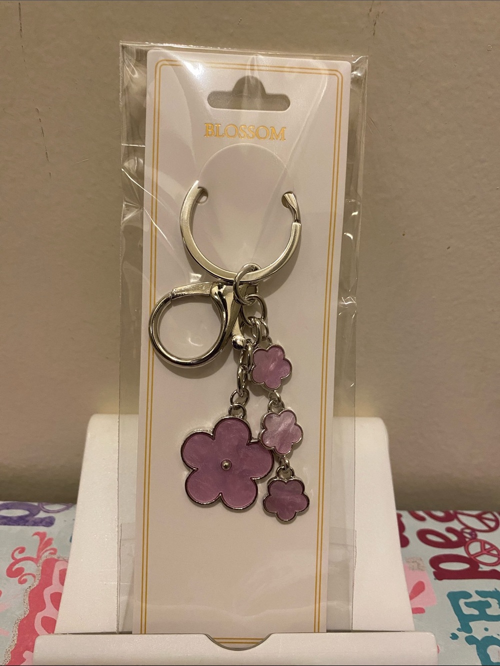 Blossom Purple  Flower Keychain Charm